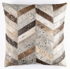 Canvello Genuine Cowhide Leather Decorative Throw Pillows - Handmade Patchwork Boho Accent Pillows For Sofa, Couch, Bed, Chair - Western Southwestern Farmhouse Pillow Covers With Feather Down Insert Included Canvello