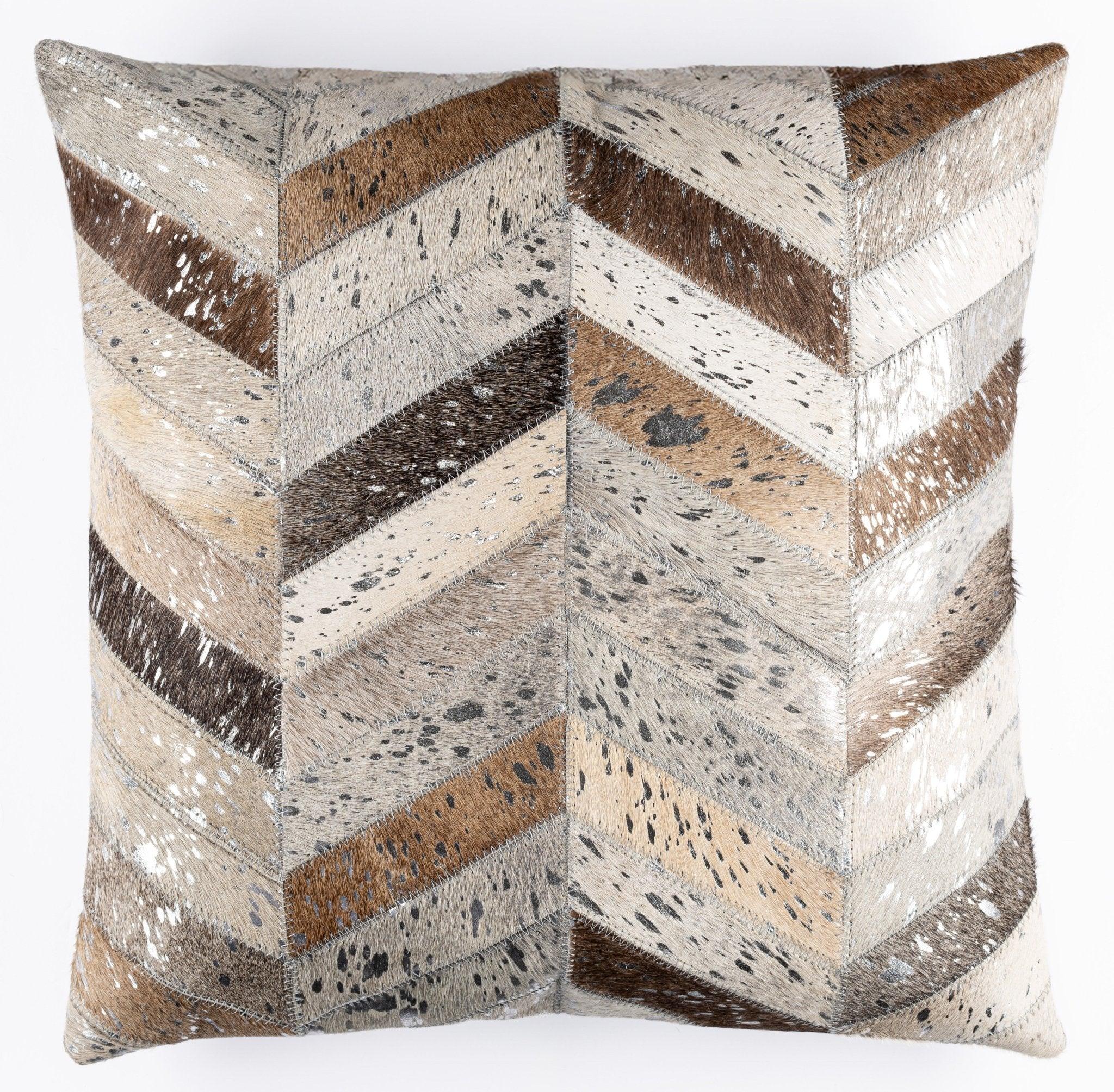 Canvello Genuine Cowhide Leather Decorative Throw Pillows - Handmade Patchwork Boho Accent Pillows For Sofa, Couch, Bed, Chair - Western Southwestern Farmhouse Pillow Covers With Feather Down Insert Included Canvello