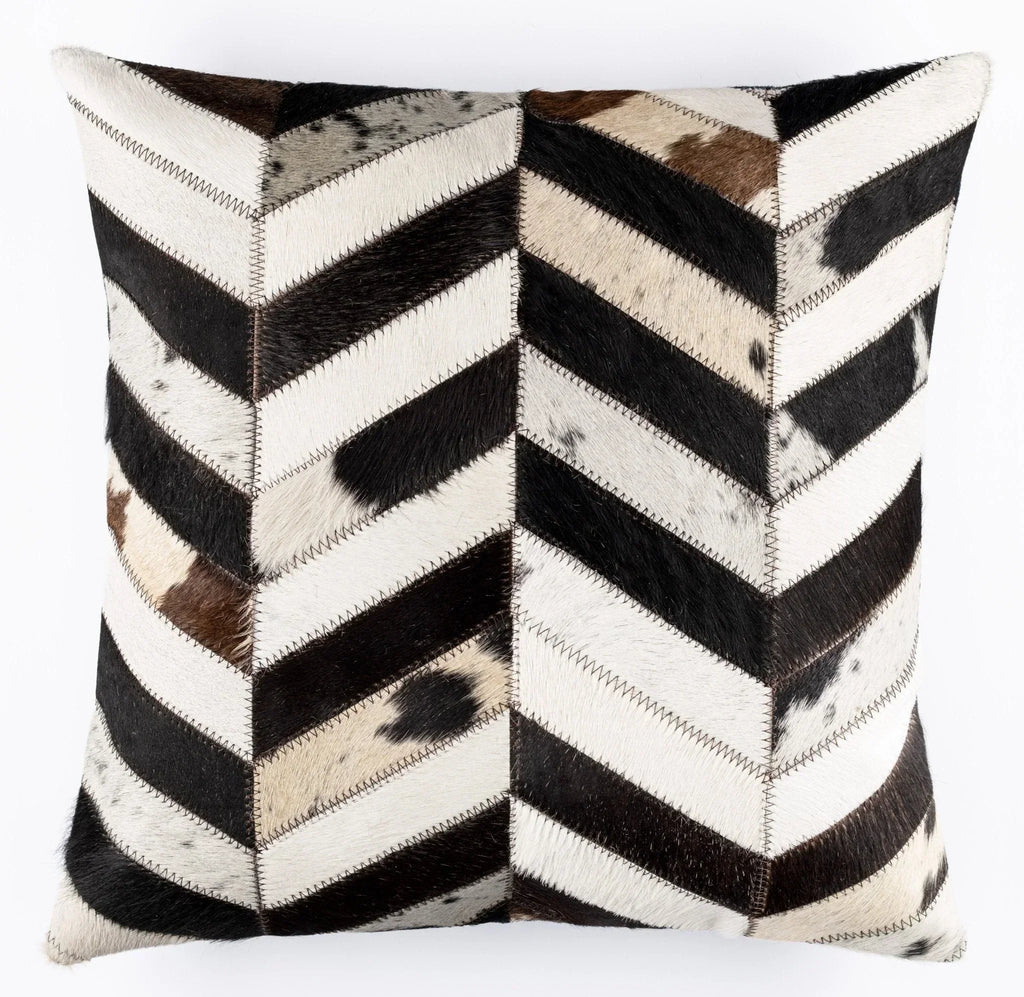Canvello Genuine Cowhide Leather Decorative Throw Pillows - Handmade Patchwork Boho Accent Pillows For Sofa, Couch, Bed, Chair - Western Southwestern Farmhouse Pillow Covers With Feather Down Insert Included Canvello