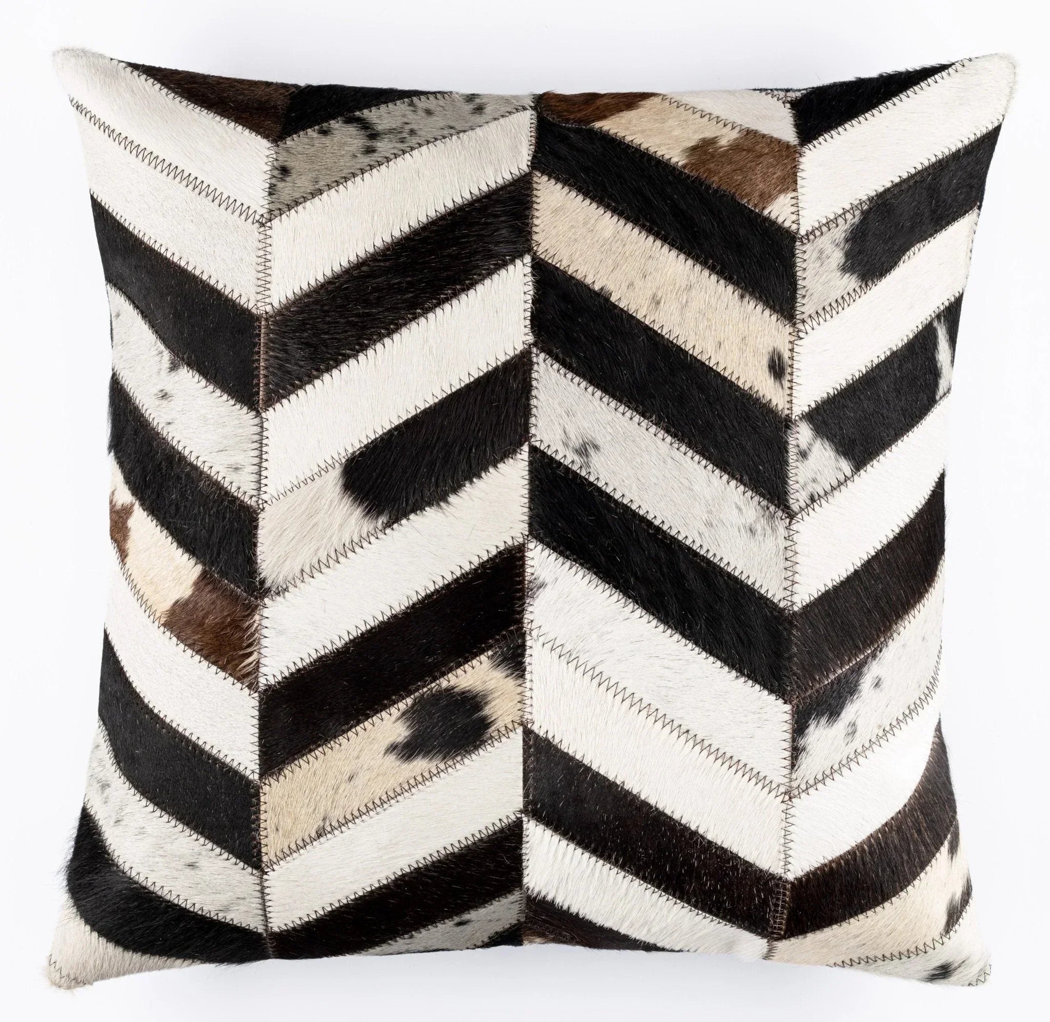 Canvello Genuine Cowhide Leather Decorative Throw Pillows - Handmade Patchwork Boho Accent Pillows For Sofa, Couch, Bed, Chair - Western Southwestern Farmhouse Pillow Covers With Feather Down Insert Included Canvello