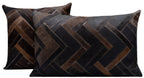 Canvello Genuine Cowhide Leather Decorative Throw Pillows - Handmade Patchwork Boho Accent Pillows For Sofa, Couch, Bed, Chair - Western Southwestern Farmhouse Pillow Covers With Feather Down Insert Included) Canvello