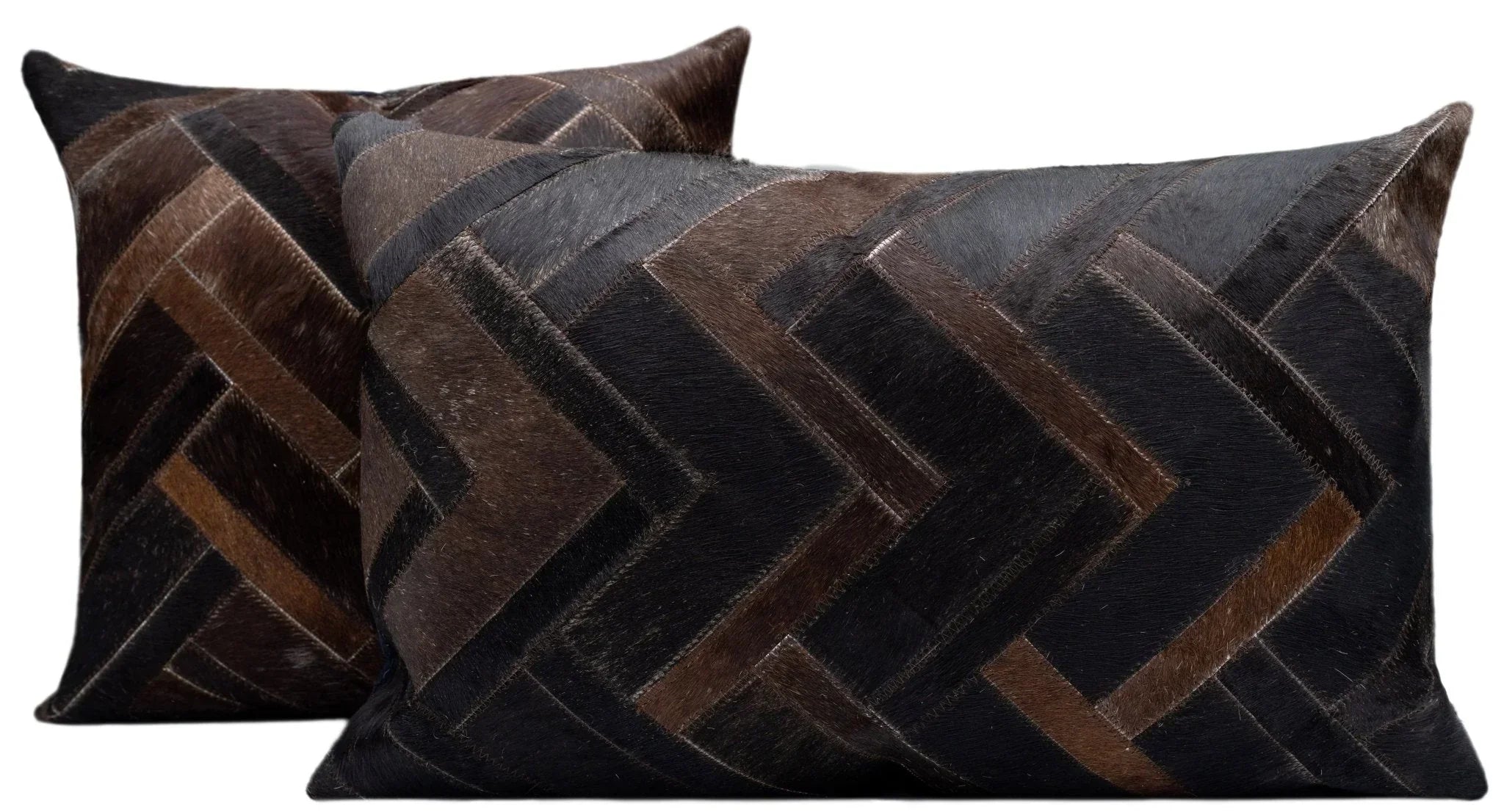 Canvello Genuine Cowhide Leather Decorative Throw Pillows - Handmade Patchwork Boho Accent Pillows For Sofa, Couch, Bed, Chair - Western Southwestern Farmhouse Pillow Covers With Feather Down Insert Included) Canvello