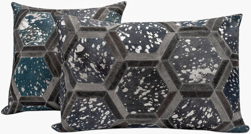 Canvello Genuine Cowhide Leather Decorative Throw Pillows - Handmade Patchwork Boho Accent Pillows For Sofa, Couch, Bed, Chair - Western Southwestern Farmhouse Pillow Covers With Feather Down Insert Included Canvello