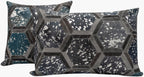 Canvello Genuine Cowhide Leather Decorative Throw Pillows - Handmade Patchwork Boho Accent Pillows For Sofa, Couch, Bed, Chair - Western Southwestern Farmhouse Pillow Covers With Feather Down Insert Included Canvello