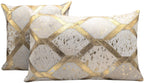 Canvello Genuine Cowhide Leather Decorative Throw Pillows - Handmade Patchwork Boho Accent Pillows For Sofa, Couch, Bed, Chair - Western Southwestern Farmhouse Pillow Covers With Feather Down Insert Included) Canvello