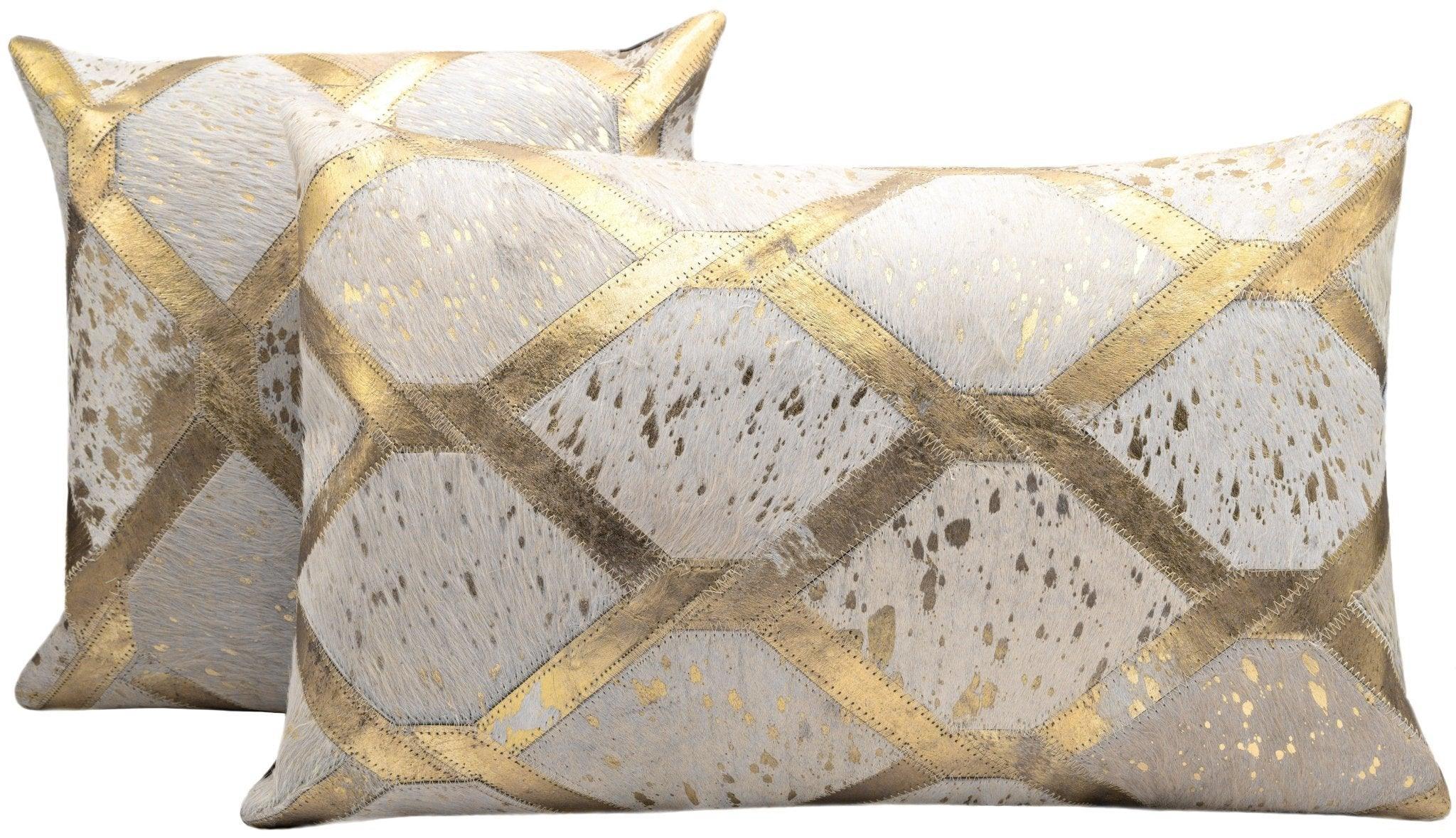 Canvello Genuine Cowhide Leather Decorative Throw Pillows - Handmade Patchwork Boho Accent Pillows For Sofa, Couch, Bed, Chair - Western Southwestern Farmhouse Pillow Covers With Feather Down Insert Included) Canvello