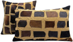 Canvello Genuine Cowhide Leather Decorative Throw Pillows - Handmade Patchwork Boho Accent Pillows For Sofa, Couch, Bed, Chair - Western Southwestern Farmhouse Pillow Covers With Feather Down Insert Included Canvello