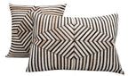 Canvello Genuine Cowhide Leather Decorative Throw Pillows - Handmade Patchwork Boho Accent Pillows For Sofa, Couch, Bed, Chair - Western Southwestern Farmhouse Pillow Covers With Feather Down Insert Included Canvello
