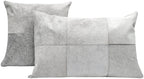 Canvello Genuine Cowhide Leather Decorative Throw Pillows - Handmade Patchwork Boho Accent Pillows For Sofa, Couch, Bed, Chair - Western Southwestern Farmhouse Pillow Covers With Feather Down Insert Included) Canvello