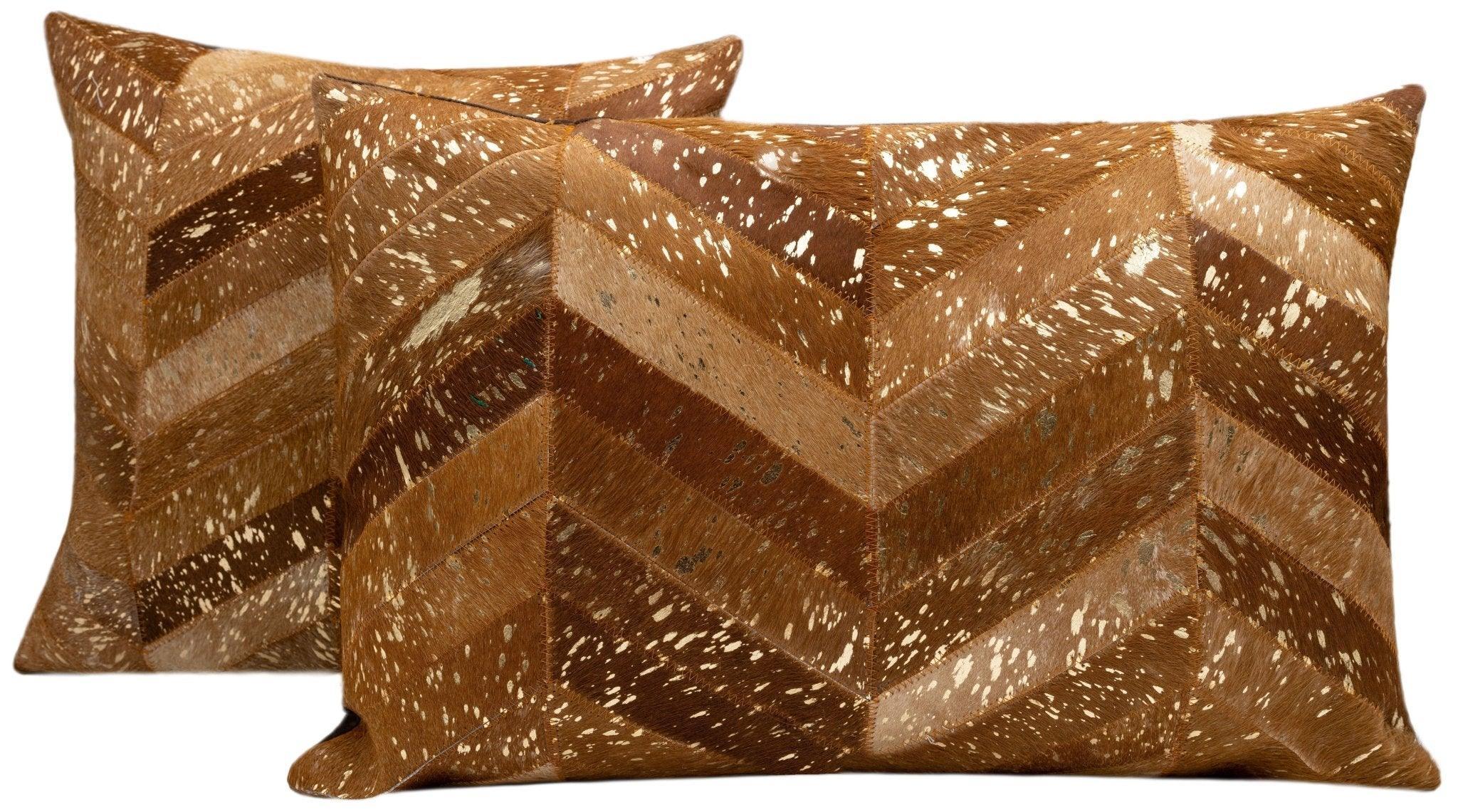 Canvello Genuine Cowhide Leather Decorative Throw Pillows - Handmade Patchwork Boho Accent Pillows For Sofa, Couch, Bed, Chair - Western Southwestern Farmhouse Pillow Covers With Feather Down Insert Included) Canvello