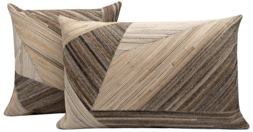 Canvello Genuine Cowhide Leather Decorative Throw Pillows - Handmade Patchwork Boho Accent Pillows For Sofa, Couch, Bed, Chair - Western Southwestern Farmhouse Pillow Covers With Feather Down Insert Included) Canvello