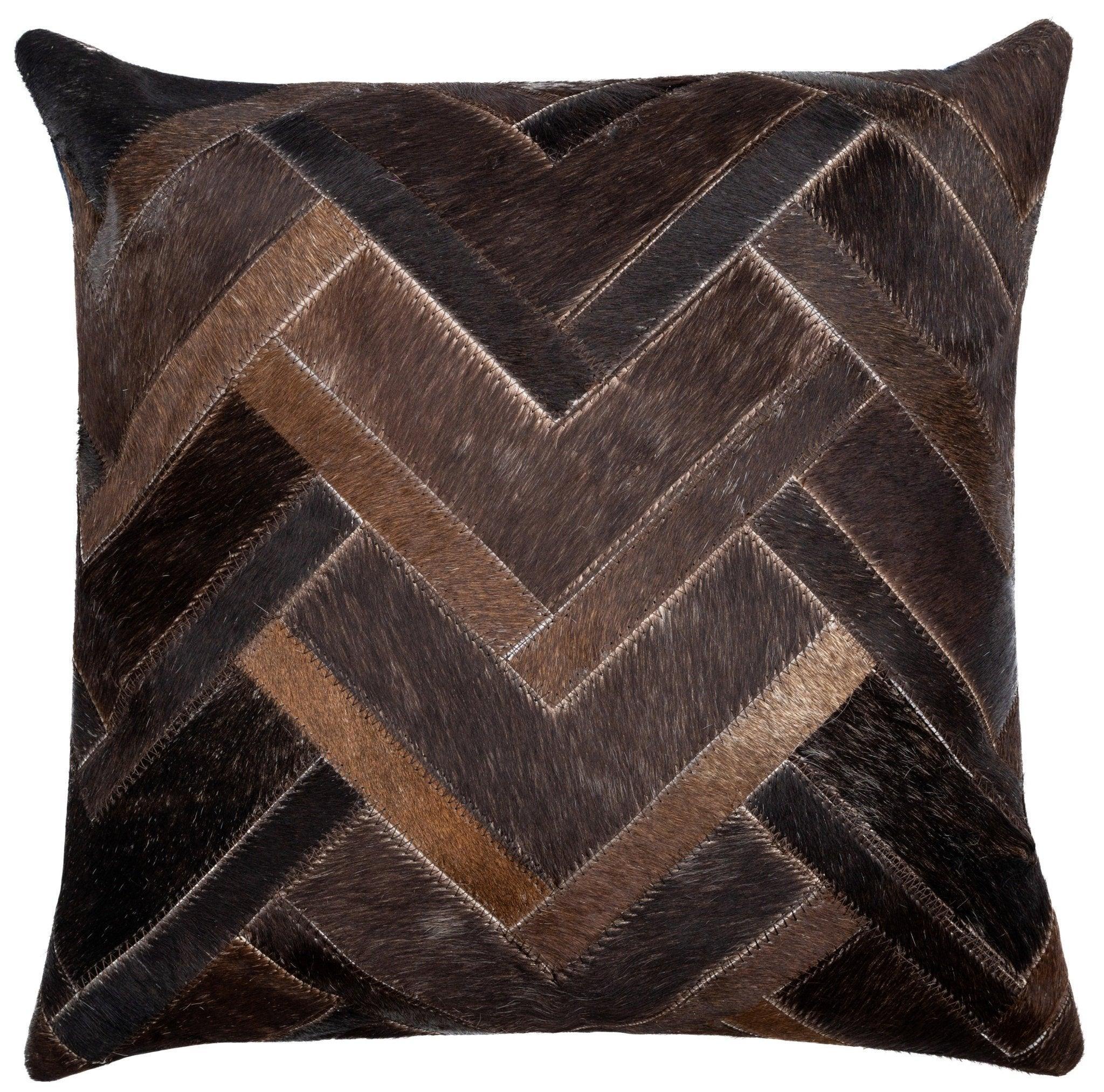 Canvello Genuine Cowhide Leather Decorative Throw Pillows - Handmade Patchwork Boho Accent Pillows For Sofa, Couch, Bed, Chair - Western Southwestern Farmhouse Pillow Covers With Feather Down Insert Included) Canvello