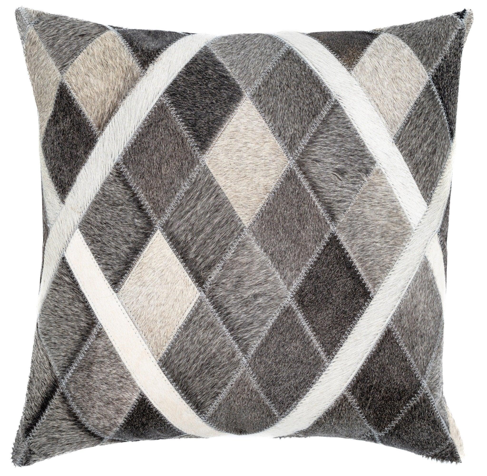 Canvello Genuine Cowhide Leather Decorative Throw Pillows - Handmade Patchwork Boho Accent Pillows For Sofa, Couch, Bed, Chair - Western Southwestern Farmhouse Pillow Covers With Feather Down Insert Included) Canvello