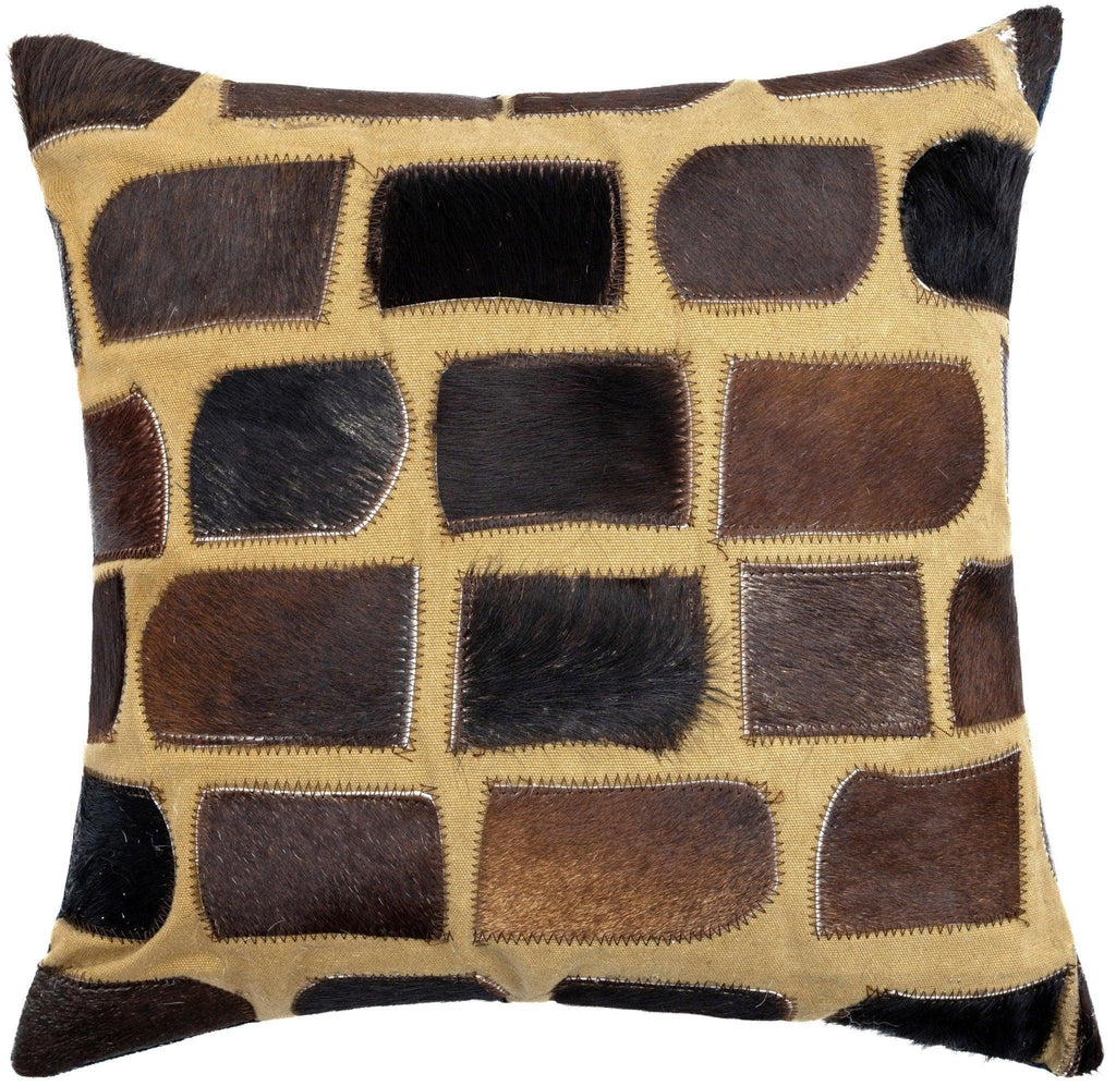 Canvello Genuine Cowhide Leather Decorative Throw Pillows - Handmade Patchwork Boho Accent Pillows For Sofa, Couch, Bed, Chair - Western Southwestern Farmhouse Pillow Covers With Feather Down Insert Included Canvello