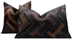 Canvello Genuine Cowhide Leather Decorative Throw Pillows - Handmade Patchwork Boho Accent Pillows For Sofa, Couch, Bed, Chair - Western Southwestern Farmhouse Pillow Covers With Feather Down Insert Included) Canvello