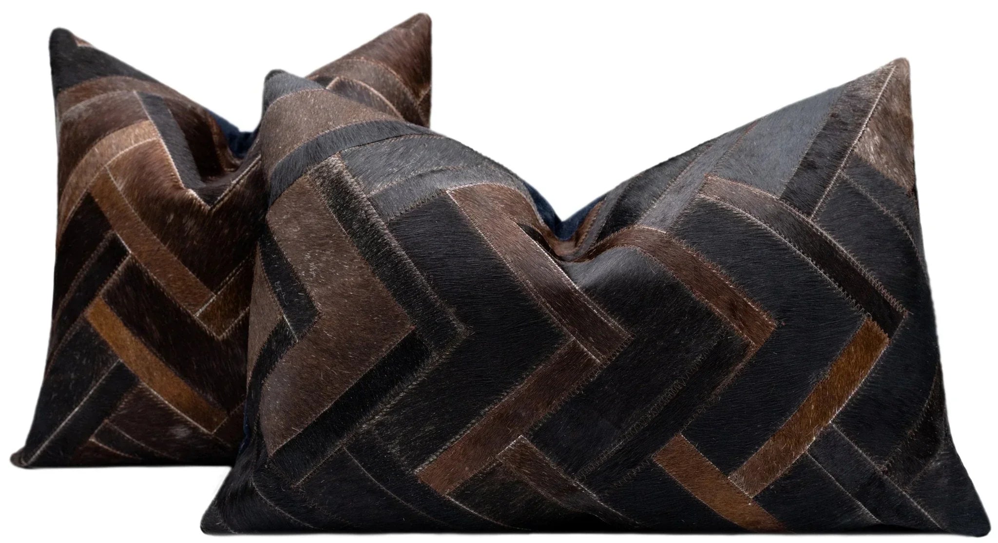 Canvello Genuine Cowhide Leather Decorative Throw Pillows - Handmade Patchwork Boho Accent Pillows For Sofa, Couch, Bed, Chair - Western Southwestern Farmhouse Pillow Covers With Feather Down Insert Included) Canvello