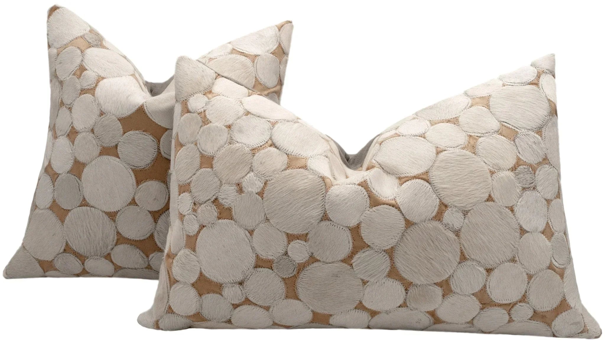 Canvello Genuine Cowhide Leather Decorative Throw Pillows - Handmade Patchwork Boho Accent Pillows For Sofa, Couch, Bed, Chair - Western Southwestern Farmhouse Pillow Covers With Feather Down Insert Included Canvello