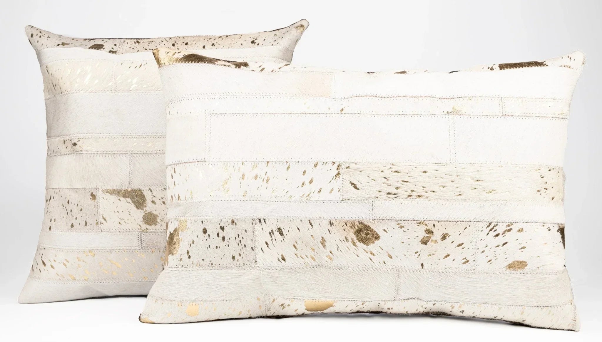 Canvello Genuine Cowhide Leather Decorative Throw Pillows - Handmade Patchwork Boho Accent Pillows For Sofa, Couch, Bed, Chair - Western Southwestern Farmhouse Pillow Covers With Feather Down Insert Included Canvello