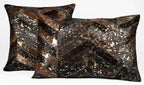 Canvello Genuine Cowhide Leather Decorative Throw Pillows - Handmade Patchwork Boho Accent Pillows For Sofa, Couch, Bed, Chair - Western Southwestern Farmhouse Pillow Covers With Feather Down Insert Included Canvello