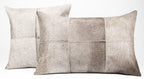 Canvello Genuine Cowhide Leather Decorative Throw Pillows - Handmade Patchwork Boho Accent Pillows For Sofa, Couch, Bed, Chair - Western Southwestern Farmhouse Pillow Covers With Feather Down Insert Included Canvello