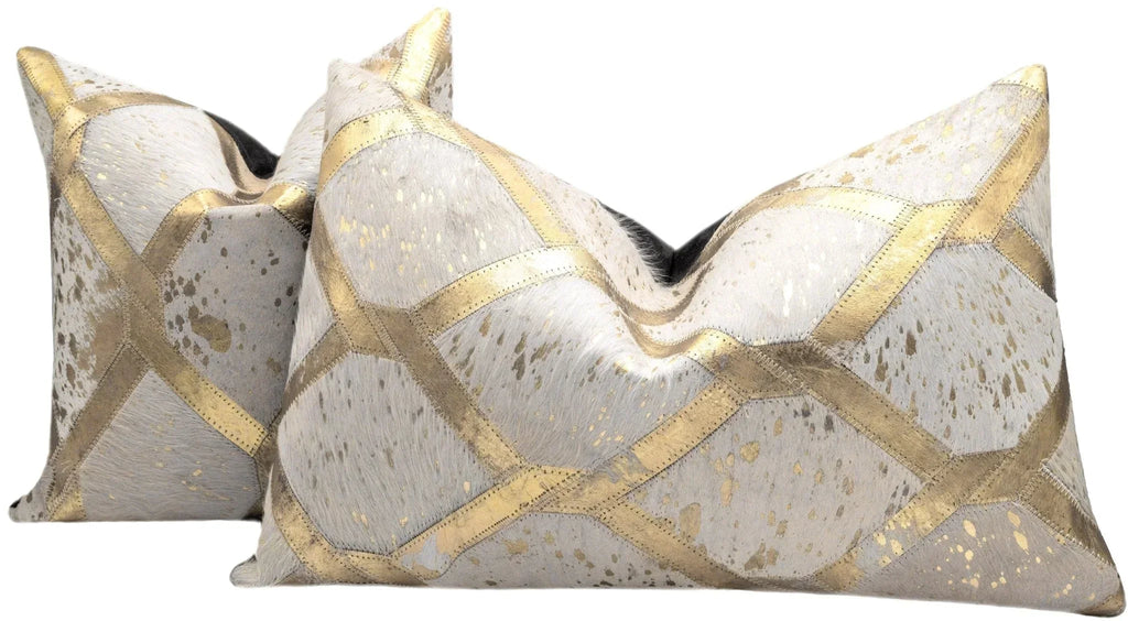 Canvello Genuine Cowhide Leather Decorative Throw Pillows - Handmade Patchwork Boho Accent Pillows For Sofa, Couch, Bed, Chair - Western Southwestern Farmhouse Pillow Covers With Feather Down Insert Included) Canvello