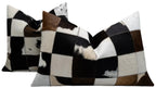 Canvello Genuine Cowhide Leather Decorative Throw Pillows - Handmade Patchwork Boho Accent Pillows For Sofa, Couch, Bed, Chair - Western Southwestern Farmhouse Pillow Covers With Feather Down Insert Included Canvello