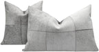 Canvello Genuine Cowhide Leather Decorative Throw Pillows - Handmade Patchwork Boho Accent Pillows For Sofa, Couch, Bed, Chair - Western Southwestern Farmhouse Pillow Covers With Feather Down Insert Included) Canvello
