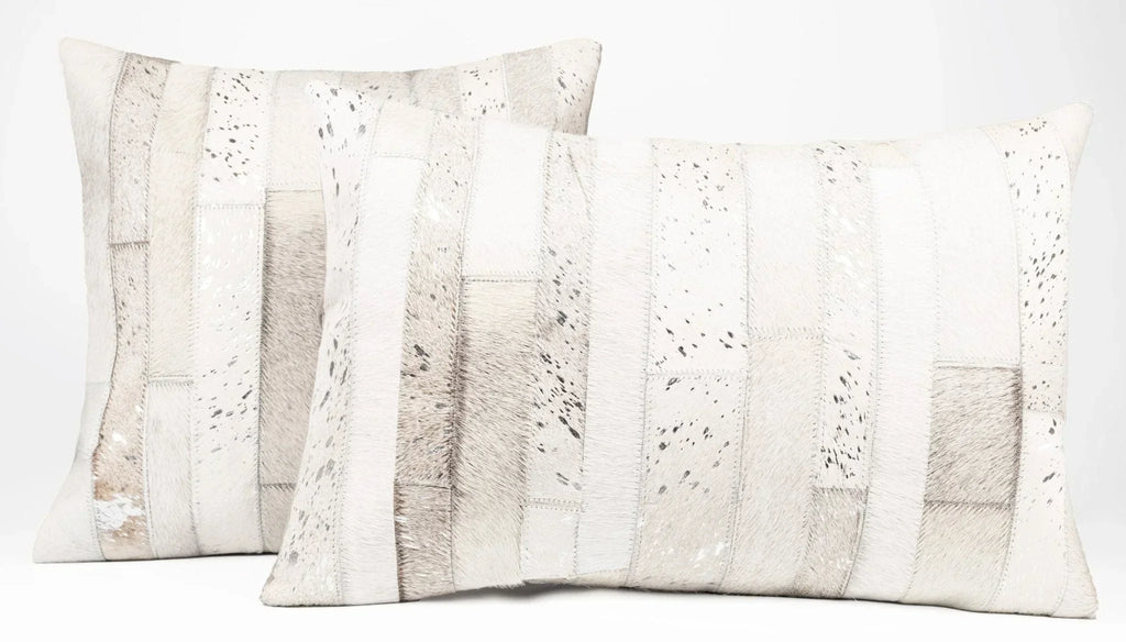 Canvello Genuine Cowhide Leather Decorative Throw Pillows - Handmade Patchwork Boho Accent Pillows For Sofa, Couch, Bed, Chair - Western Southwestern Farmhouse Pillow Covers With Feather Down Insert Included Canvello