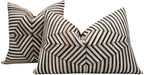 Canvello Genuine Cowhide Leather Decorative Throw Pillows - Handmade Patchwork Boho Accent Pillows For Sofa, Couch, Bed, Chair - Western Southwestern Farmhouse Pillow Covers With Feather Down Insert Included Canvello