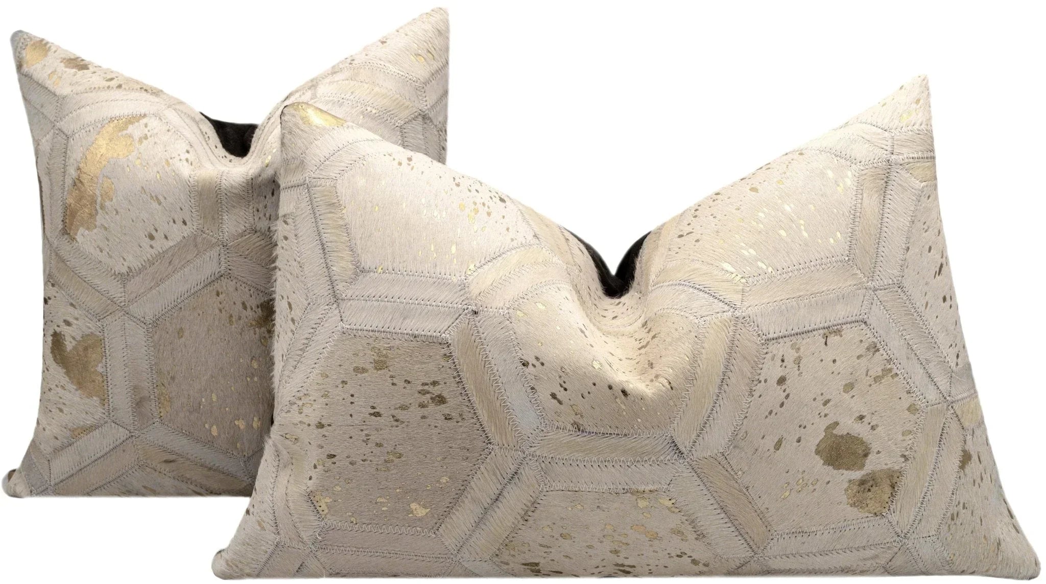 Canvello Genuine Cowhide Leather Decorative Throw Pillows - Handmade Patchwork Boho Accent Pillows For Sofa, Couch, Bed, Chair - Western Southwestern Farmhouse Pillow Covers With Feather Down Insert Included) Canvello