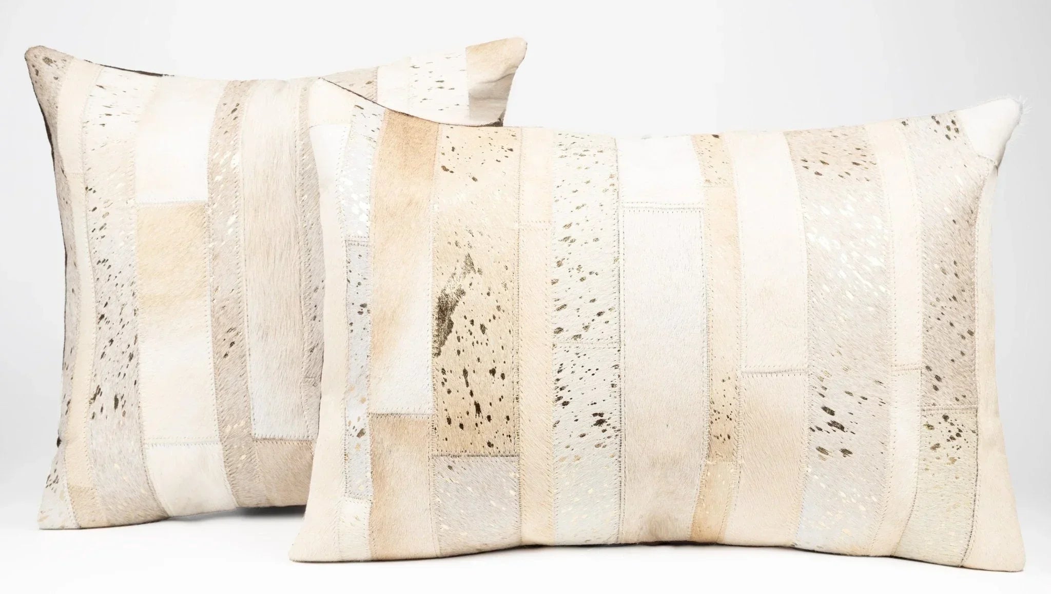 Canvello Genuine Cowhide Leather Decorative Throw Pillows - Handmade Patchwork Boho Accent Pillows For Sofa, Couch, Bed, Chair - Western Southwestern Farmhouse Pillow Covers With Feather Down Insert Included Canvello