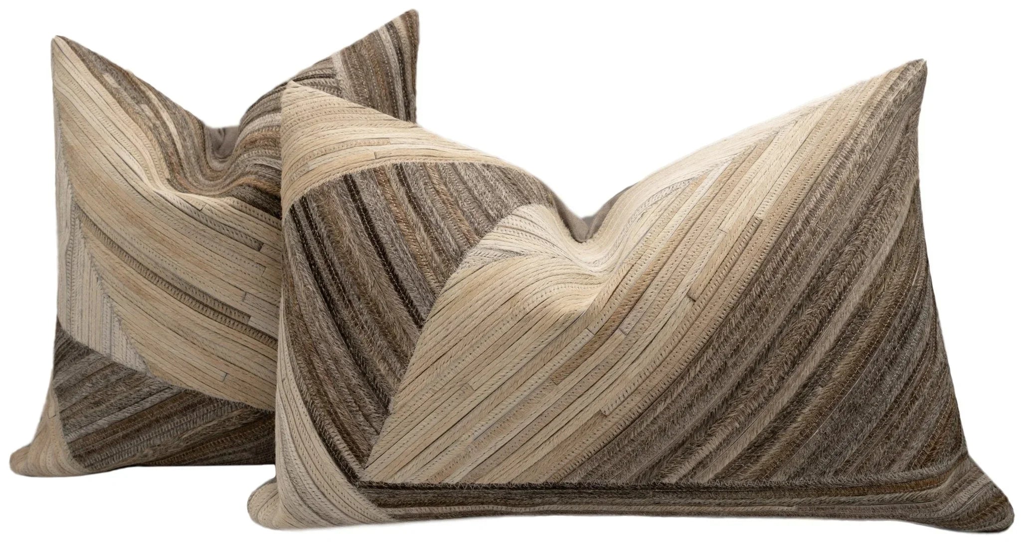 Canvello Genuine Cowhide Leather Decorative Throw Pillows - Handmade Patchwork Boho Accent Pillows For Sofa, Couch, Bed, Chair - Western Southwestern Farmhouse Pillow Covers With Feather Down Insert Included) Canvello