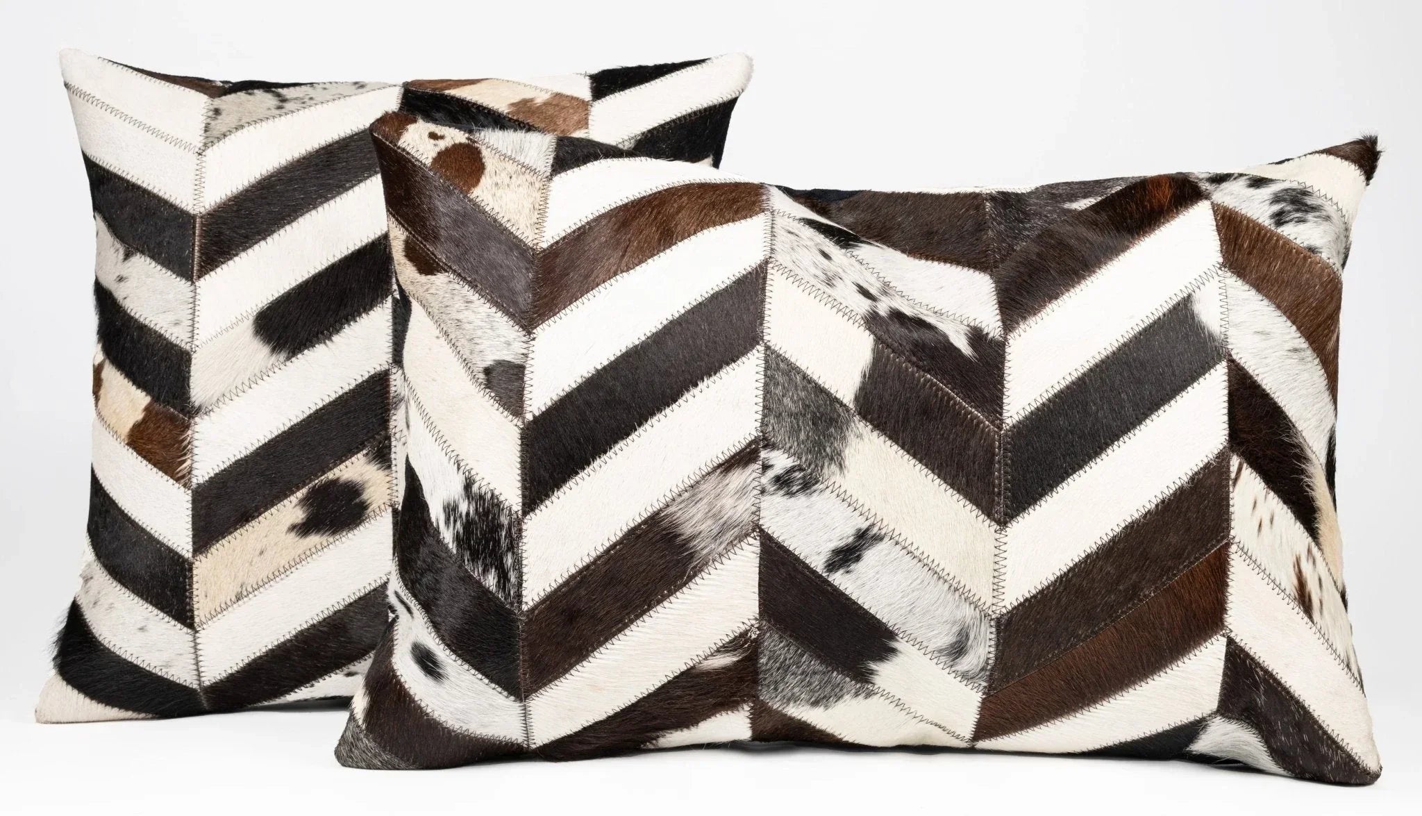 Canvello Genuine Cowhide Leather Decorative Throw Pillows - Handmade Patchwork Boho Accent Pillows For Sofa, Couch, Bed, Chair - Western Southwestern Farmhouse Pillow Covers With Feather Down Insert Included Canvello