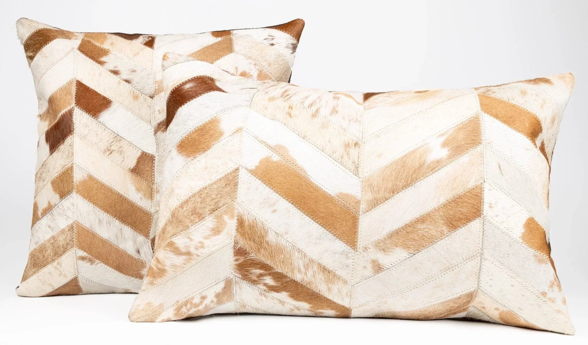 Canvello Genuine Cowhide Leather Decorative Throw Pillows - Handmade Patchwork Boho Accent Pillows For Sofa, Couch, Bed, Chair - Western Southwestern Farmhouse Pillow Covers With Feather Down Insert Included Canvello