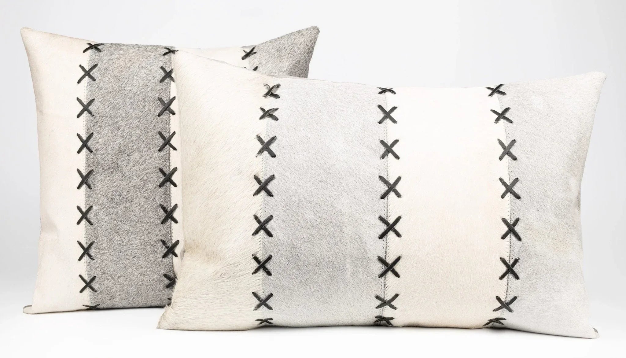 Canvello Genuine Cowhide Leather Decorative Throw Pillows - Handmade Patchwork Boho Accent Pillows For Sofa, Couch, Bed, Chair - Western Southwestern Farmhouse Pillow Covers With Feather Down Insert Included Canvello