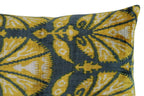 Canvello Gold Gray Handmade 16x24 Silk Velvet Pillow, Organic Veg Dyed, Down/feather Filled, side view - House Of Avana