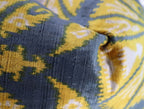 Canvello Gold Gray Handmade 16x24 Silk Velvet Pillow, Organic Veg Dyed, Down/feather Filled, angled view - House Of Avana