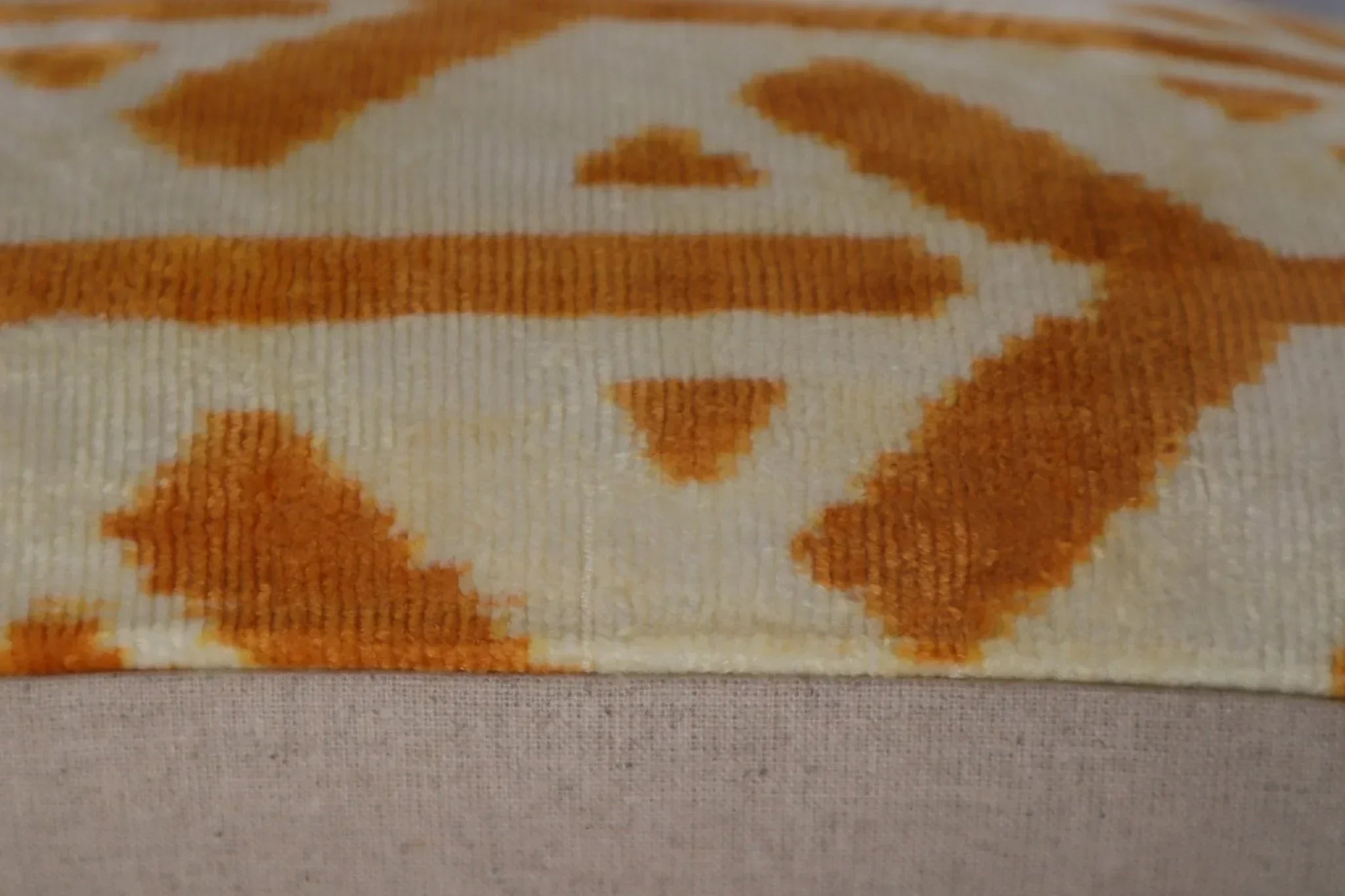 Canvello Gold Ivory Handmade 16x24 Silk Velvet Pillow, Organic Veg Dyed, Down/feather Filled, top view - House Of Avana