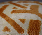 Canvello Gold Ivory Handmade 16x24 Silk Velvet Pillow, Organic Veg Dyed, Down/feather Filled, angled view - House Of Avana