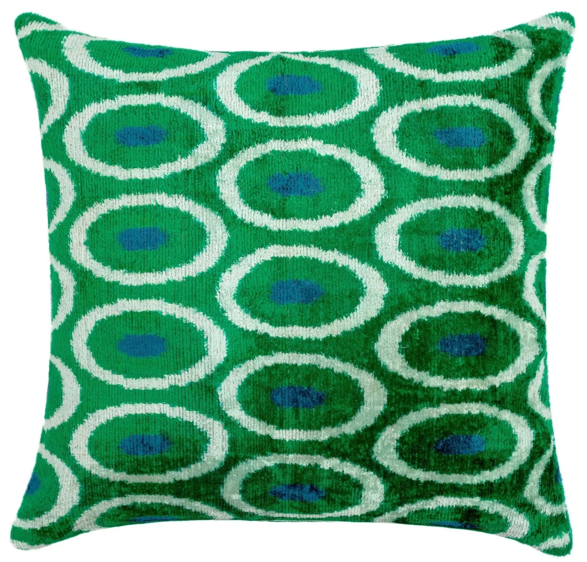 Canvello Green Blue  Handmade 16x16 Silk Velvet Pillow, Organic Veg Dyed, Down/Feather Filled Canvello