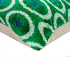 Canvello Green Blue  Handmade 16x16 Silk Velvet Pillow, Organic Veg Dyed, Down/Feather Filled Canvello