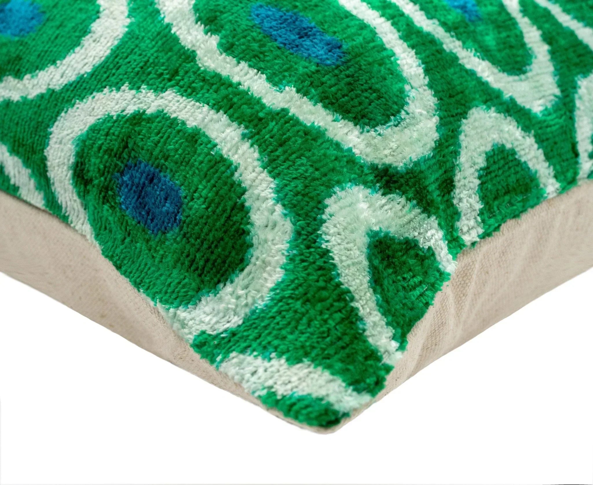 Canvello Green Blue  Handmade 16x16 Silk Velvet Pillow, Organic Veg Dyed, Down/Feather Filled Canvello