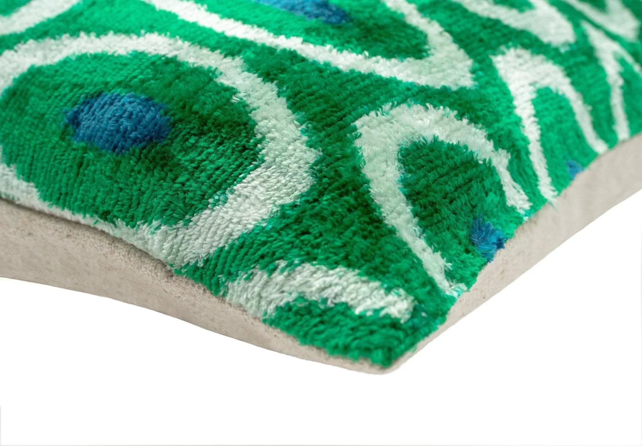Canvello Green Blue  Handmade 16x16 Silk Velvet Pillow, Organic Veg Dyed, Down/Feather Filled Canvello