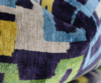 Canvello Green Blue Handmade 16x24 Silk Velvet Pillow, Organic Veg Dyed, Down/feather Filled, texture detail - House Of Avana