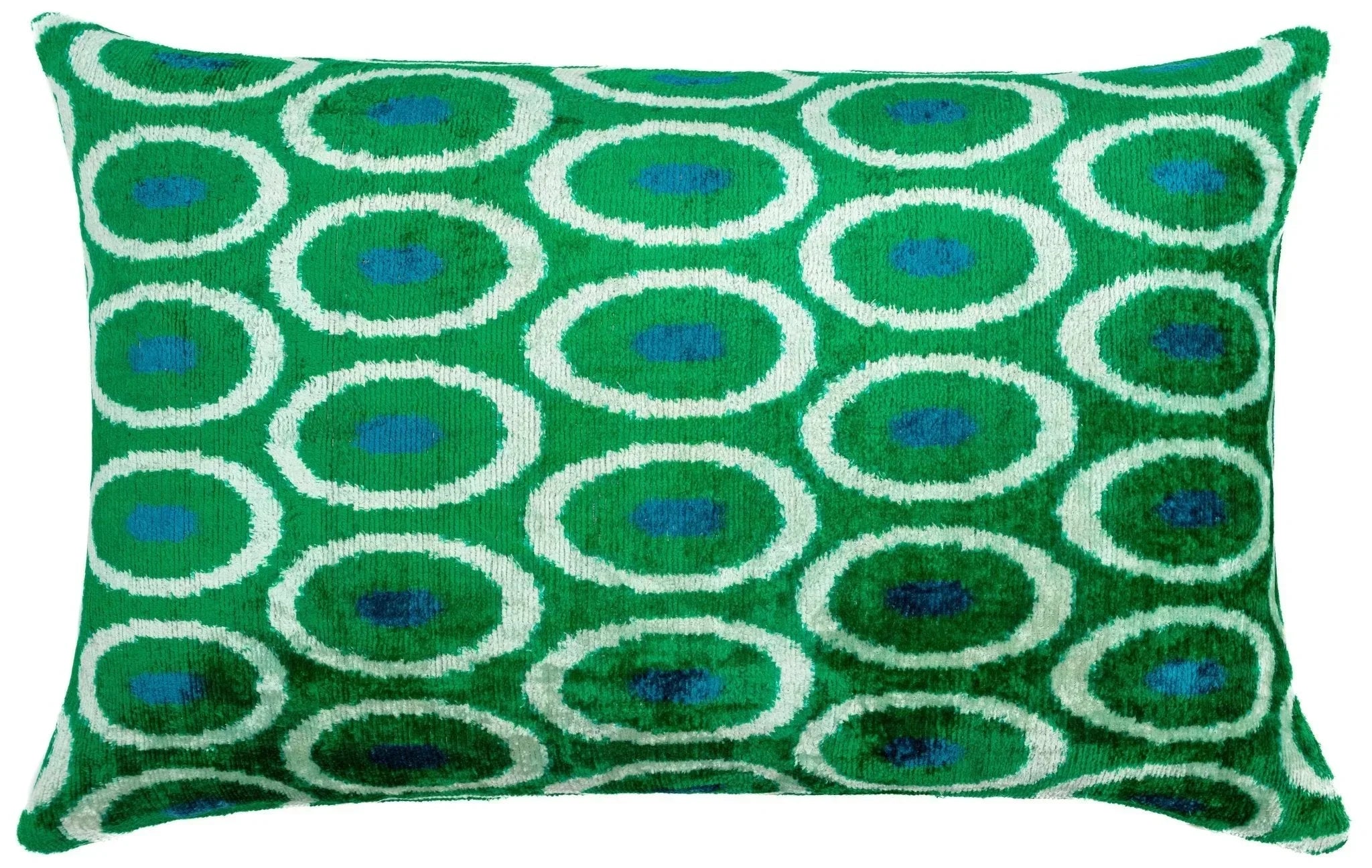 Canvello Green Blue  Handmade 16x24 Silk Velvet Pillow, Organic Veg Dyed, Down/Feather Filled Canvello