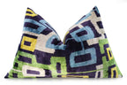 Canvello Green Blue  Handmade 16x24 Silk Velvet Pillow, Organic Veg Dyed, Down/Feather Filled Canvello