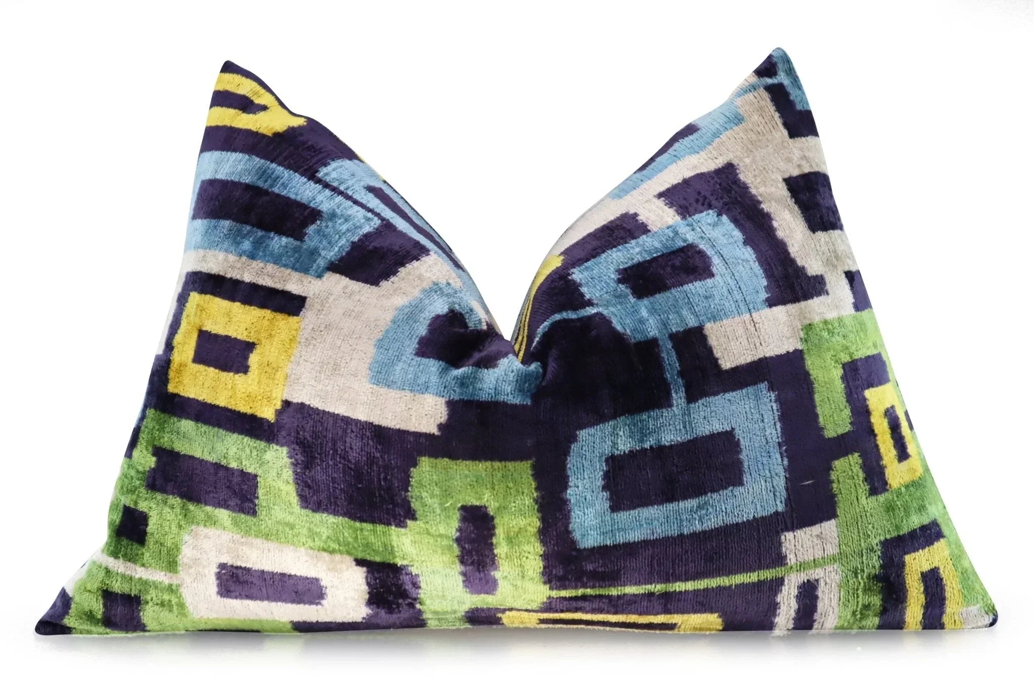 Canvello Green Blue  Handmade 16x24 Silk Velvet Pillow, Organic Veg Dyed, Down/Feather Filled Canvello