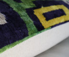 Canvello Green Blue Handmade 16x24 Silk Velvet Pillow, Organic Veg Dyed, Down/feather Filled, top view - House Of Avana