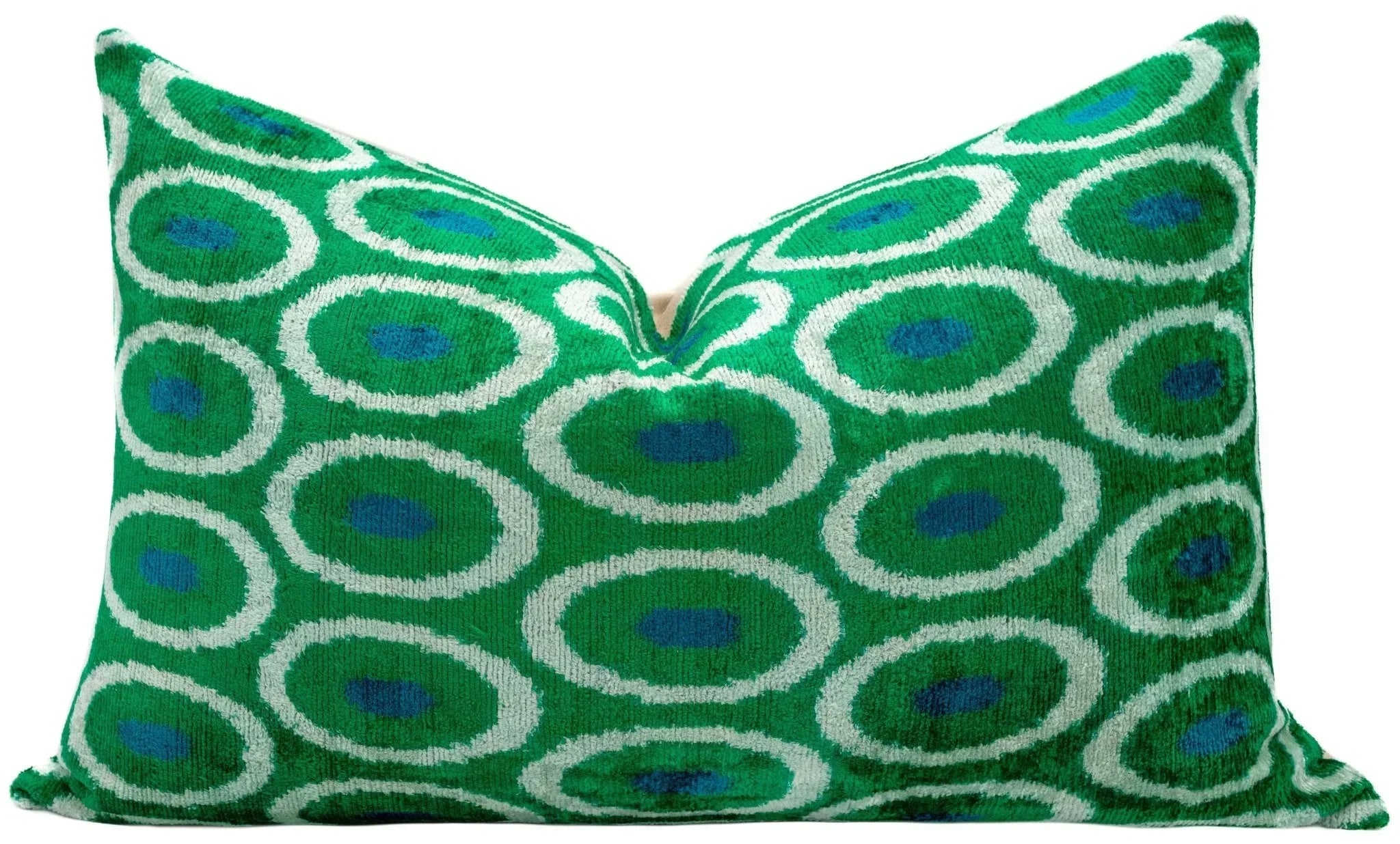 Canvello Green Blue  Handmade 16x24 Silk Velvet Pillow, Organic Veg Dyed, Down/Feather Filled Canvello