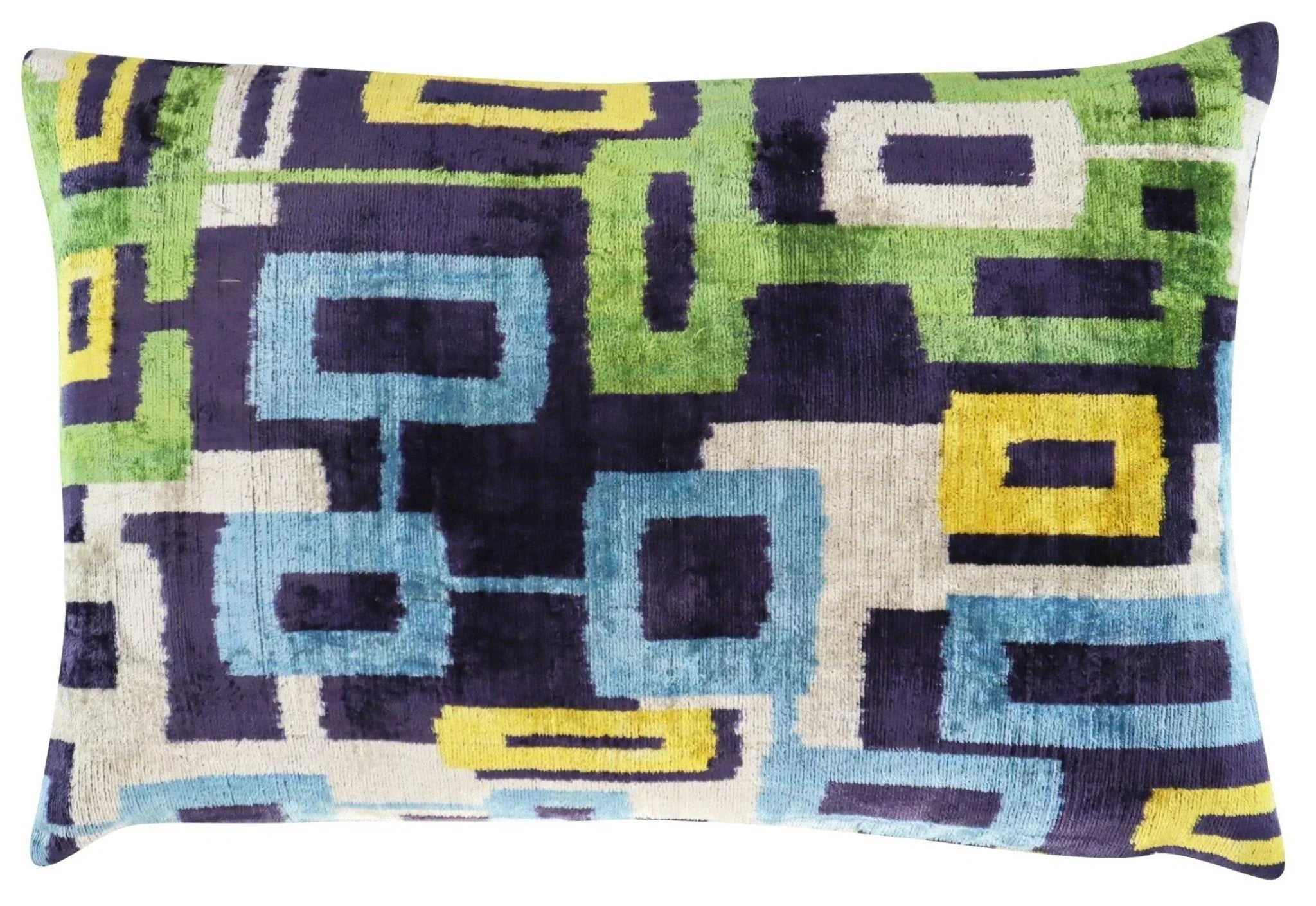 Canvello Green Blue  Handmade 16x24 Silk Velvet Pillow, Organic Veg Dyed, Down/Feather Filled Canvello